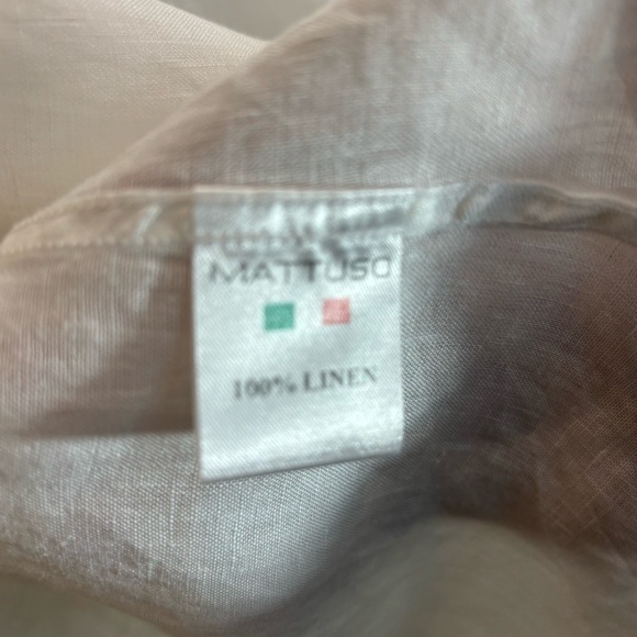 MATTUSO Sz L Shirt 100% Linen Casual Blue Buttons Long Sleeve Made in Italy - Picture 5 of 7